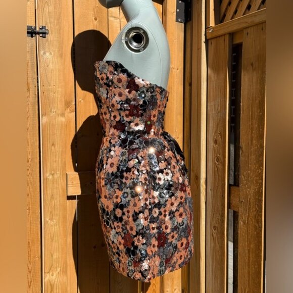 🆕 BRONX & BANCO 🧿 NWOT Maraya Floral Sequin Mini Dress, Pink Multi, Sz XS US 2 - Picture 12 of 17